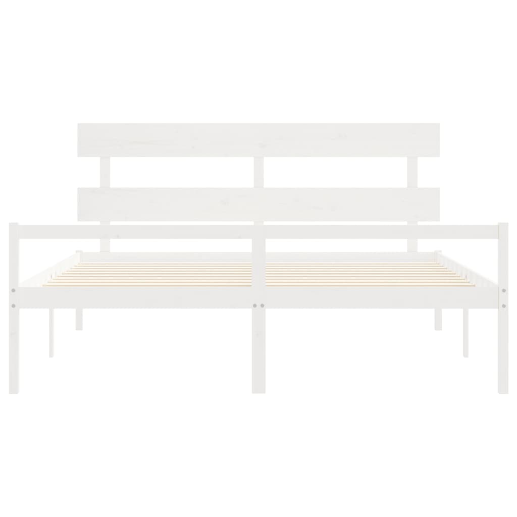 Senior Bed without Mattress White Super King Size Solid Wood