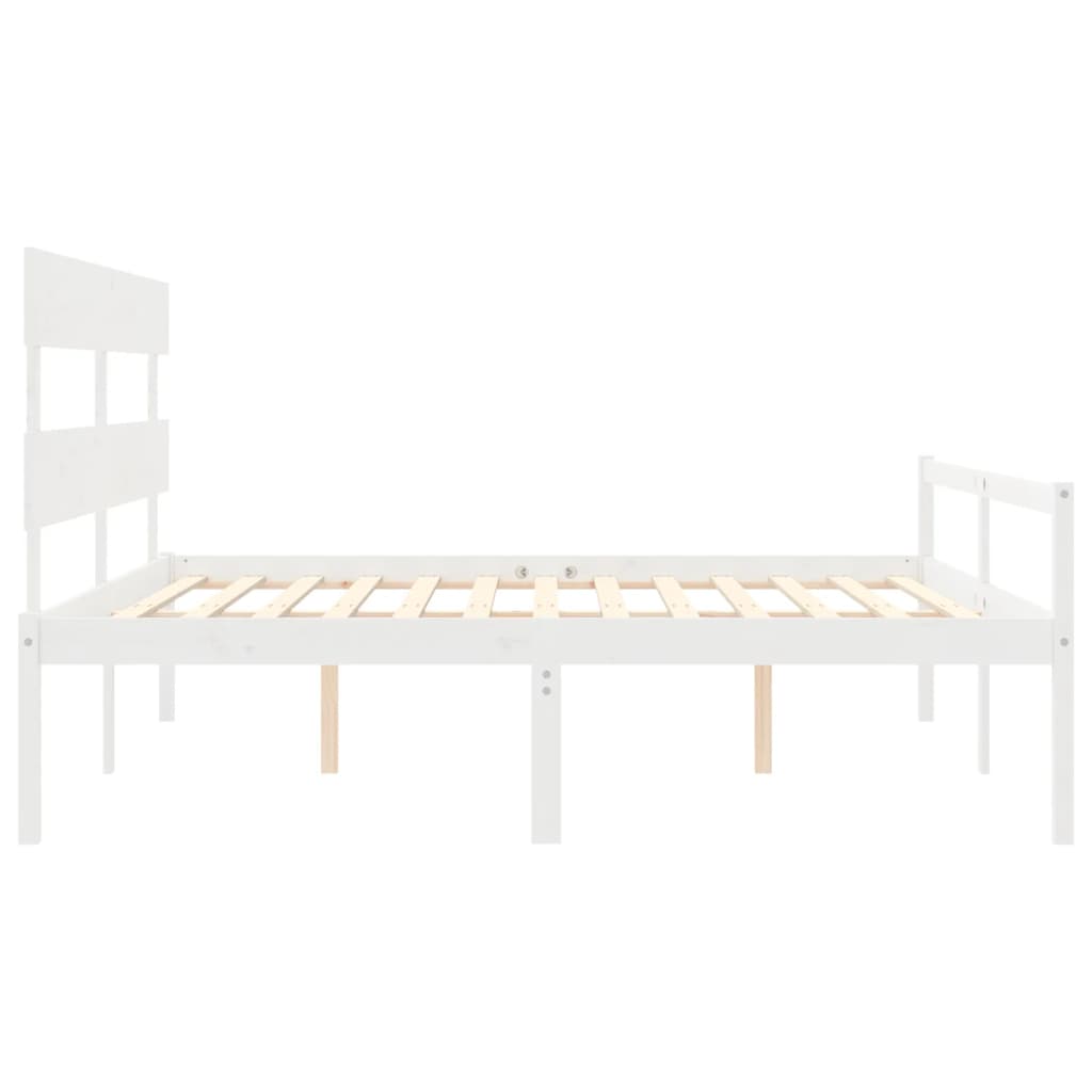 Senior Bed without Mattress White Super King Size Solid Wood