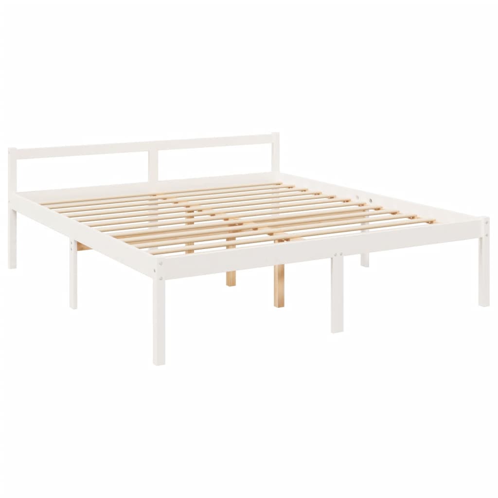 Senior Bed without Mattress White Super King Size Solid Wood