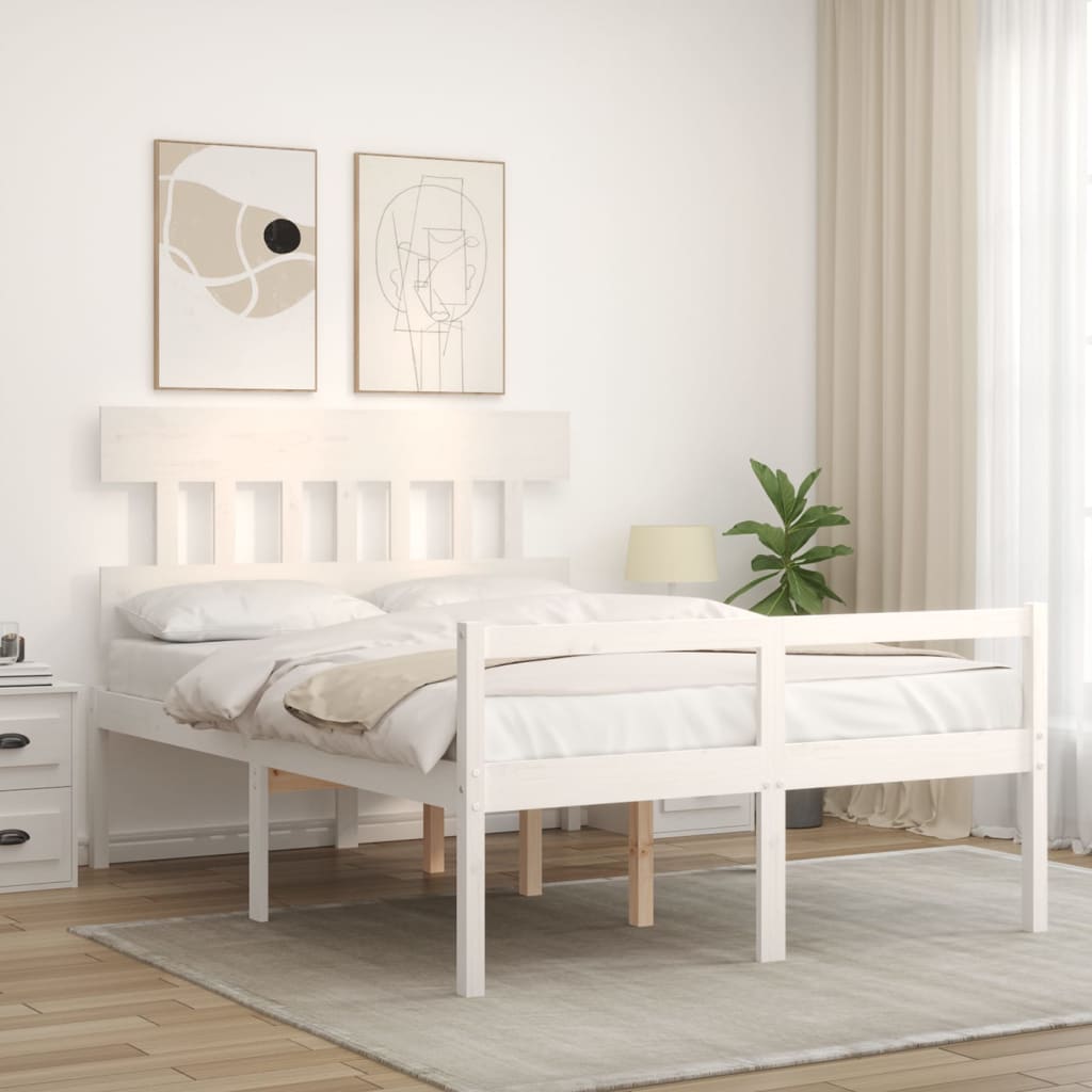 Senior Bed without Mattress White Small Double Solid Wood