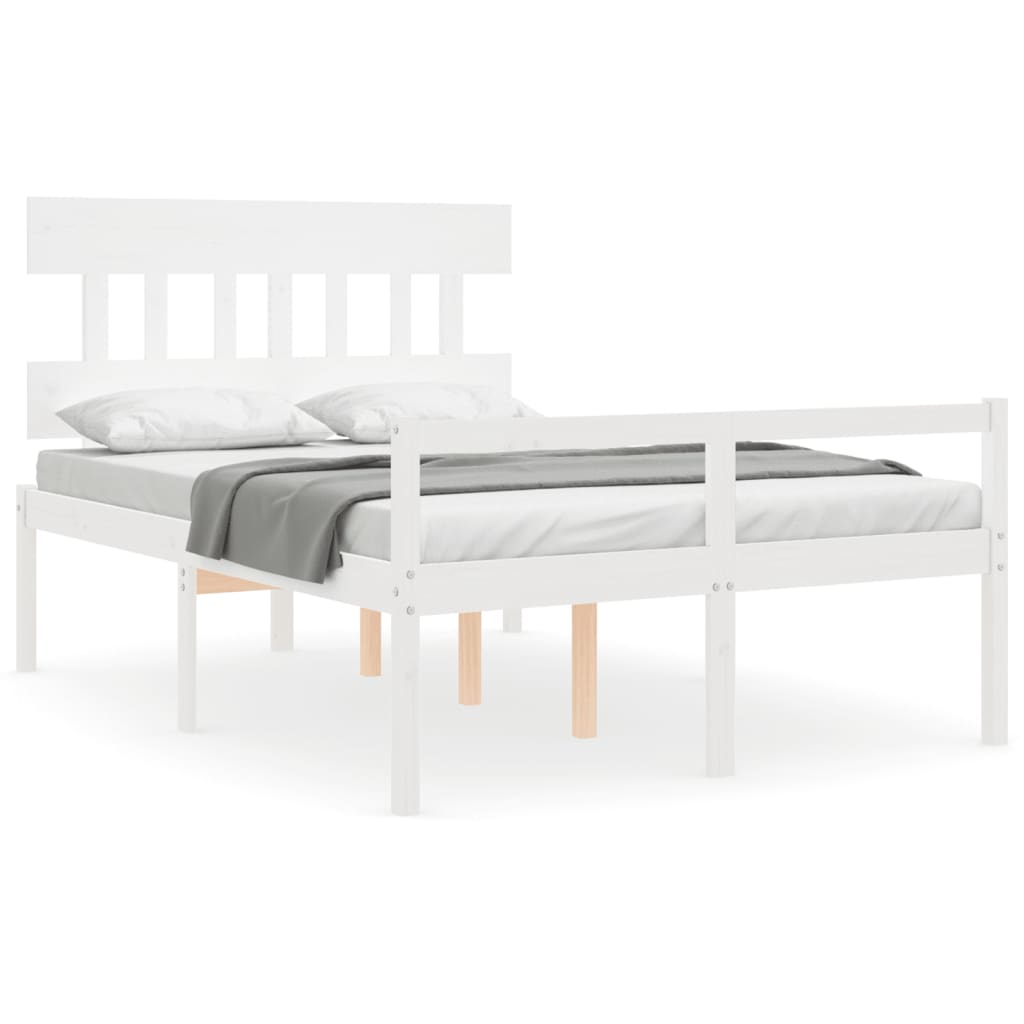 Senior Bed without Mattress White 140x190 cm Solid Wood