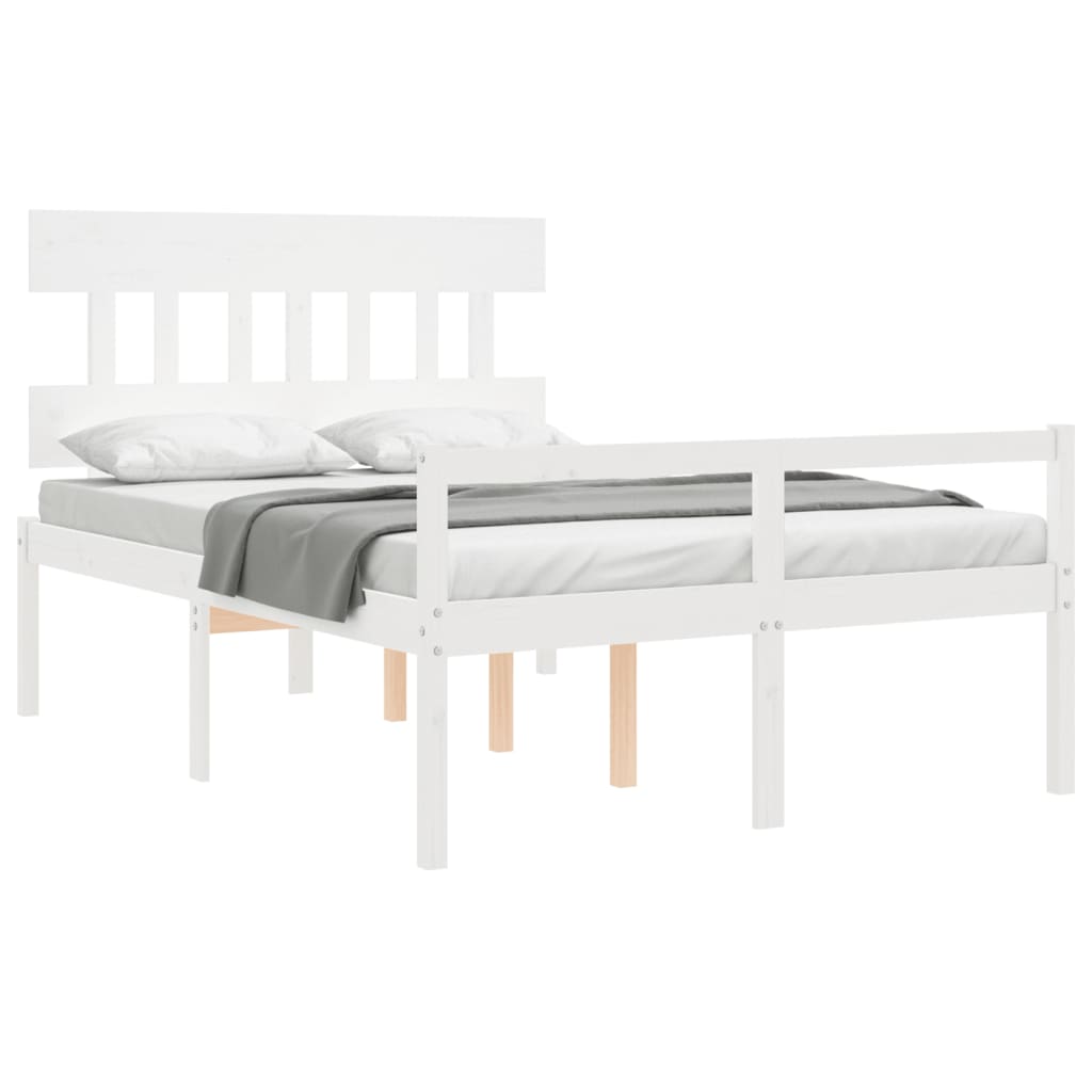 Senior Bed without Mattress White 140x190 cm Solid Wood