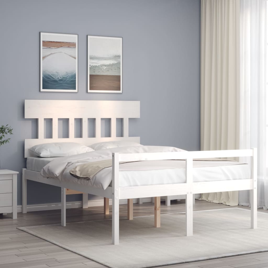 Senior Bed without Mattress White 140x200 cm Solid Wood