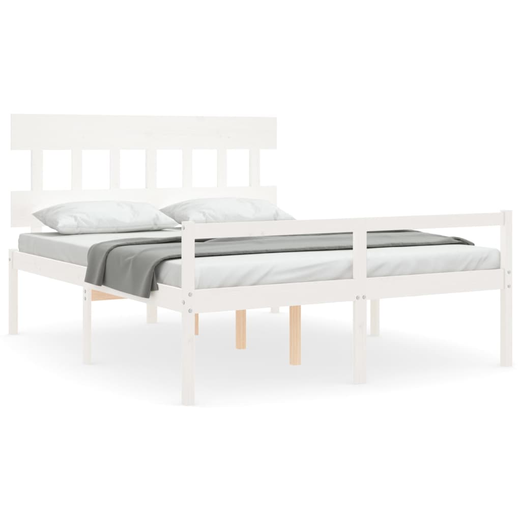 Senior Bed without Mattress White 160x200 cm Solid Wood