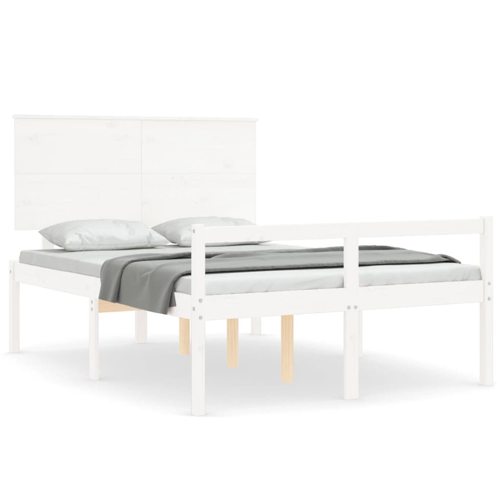 Senior Bed without Mattress White Small Double Solid Wood