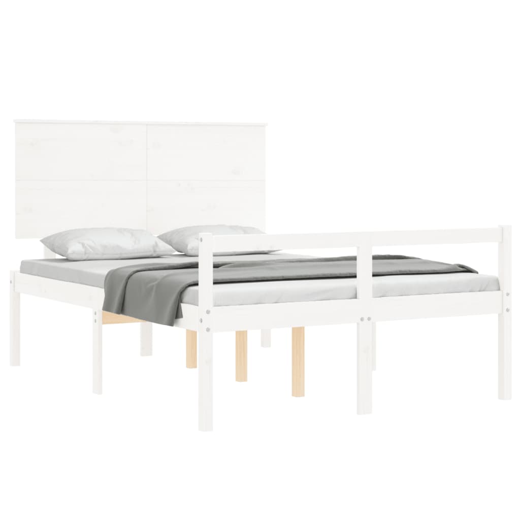 Senior Bed without Mattress White Small Double Solid Wood