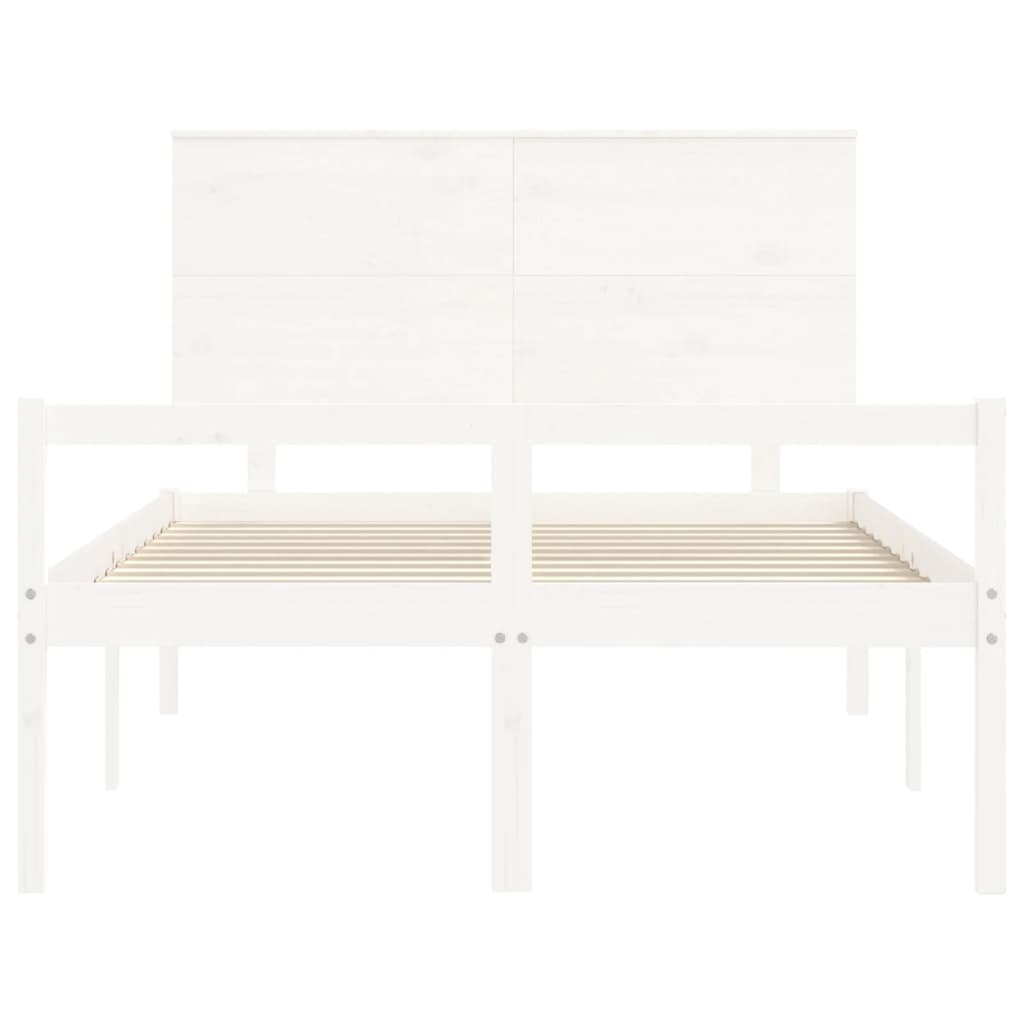 Senior Bed without Mattress White 140x190 cm Solid Wood