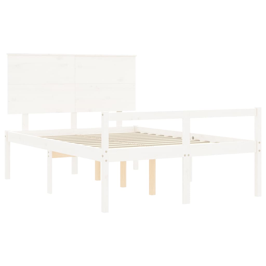 Senior Bed without Mattress White 140x200 cm Solid Wood