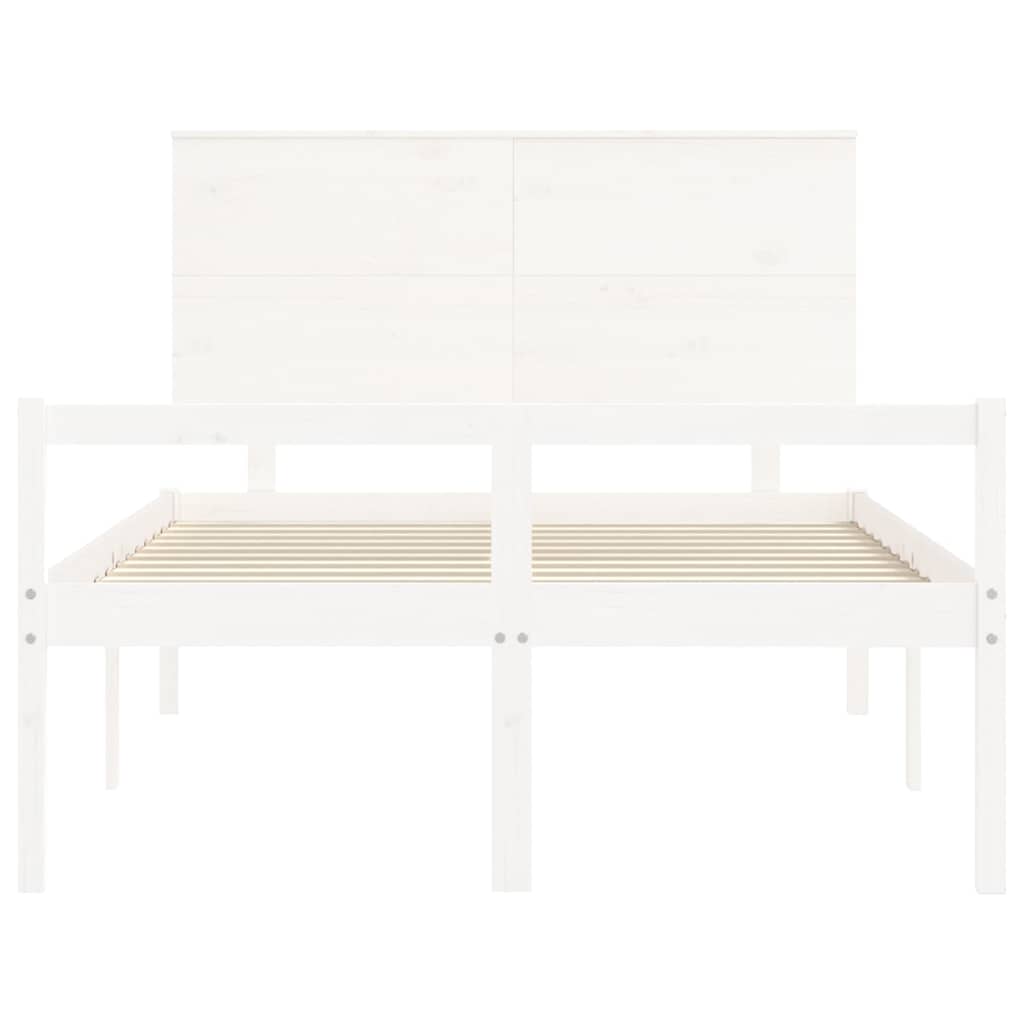 Senior Bed without Mattress White 140x200 cm Solid Wood