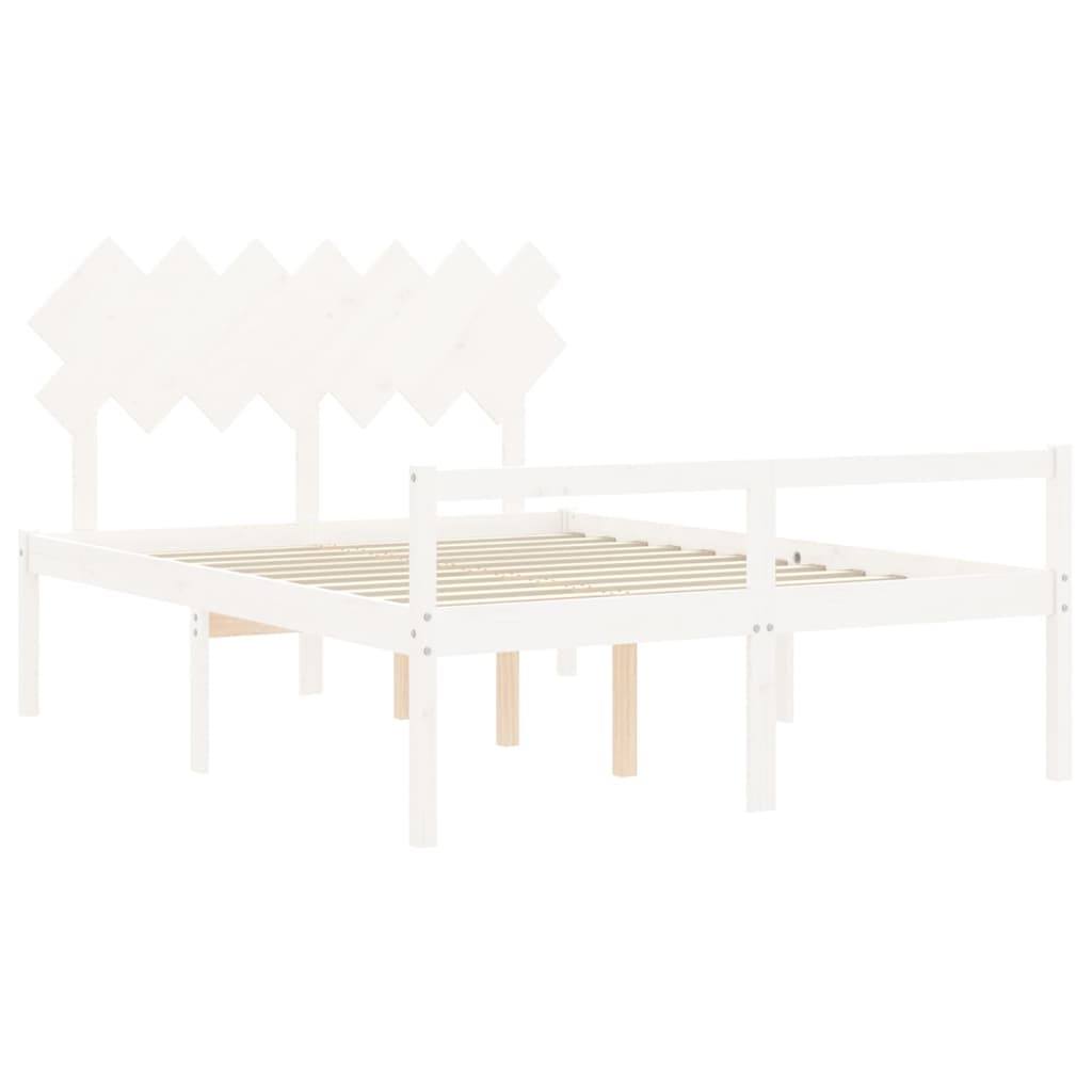 Senior Bed without Mattress White 140x190 cm Solid Wood