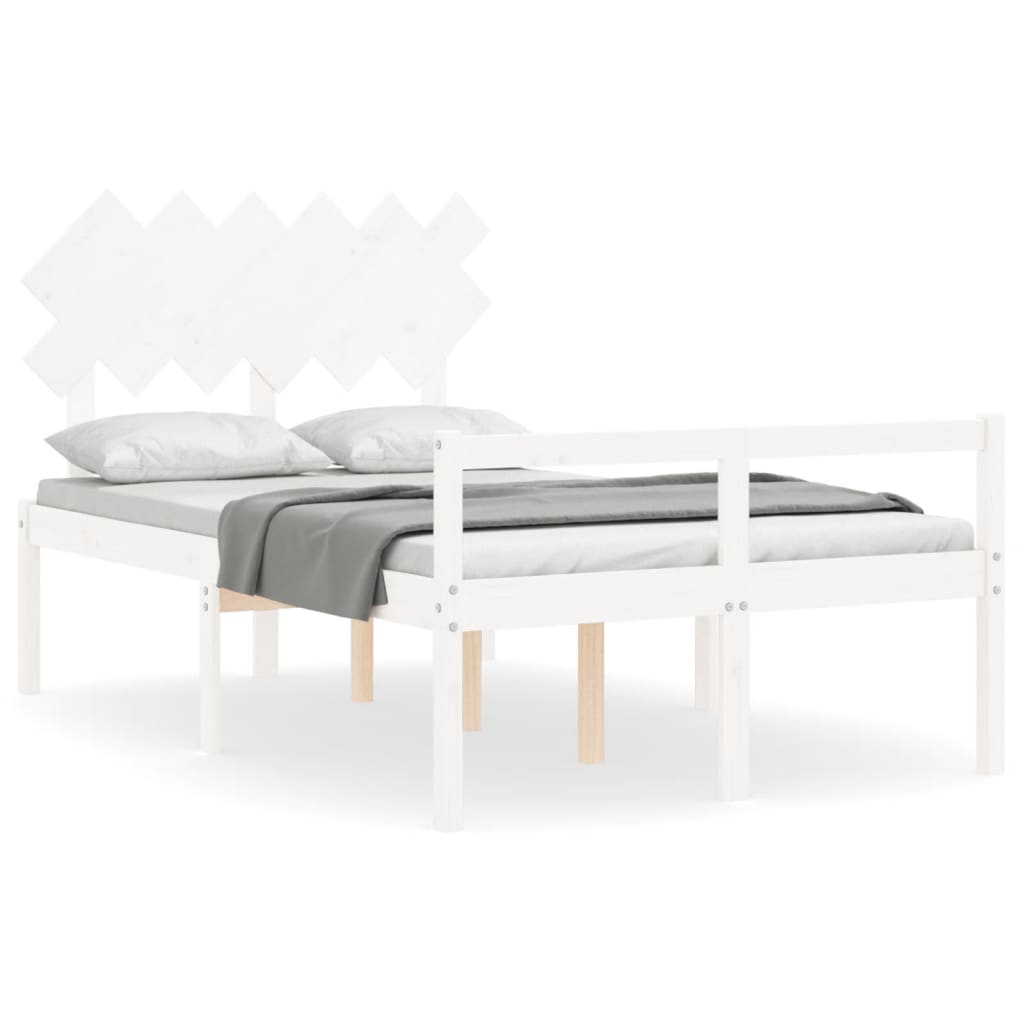 Senior Bed without Mattress White 120x200 cm Solid Wood