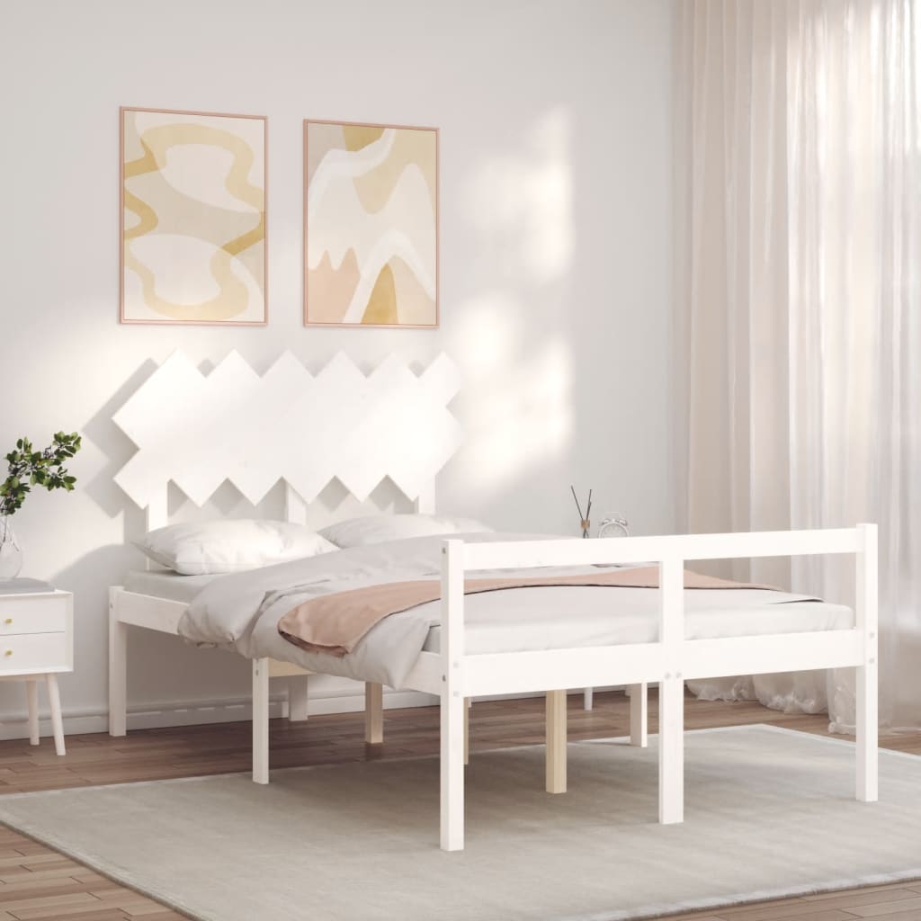 Senior Bed without Mattress White 120x200 cm Solid Wood
