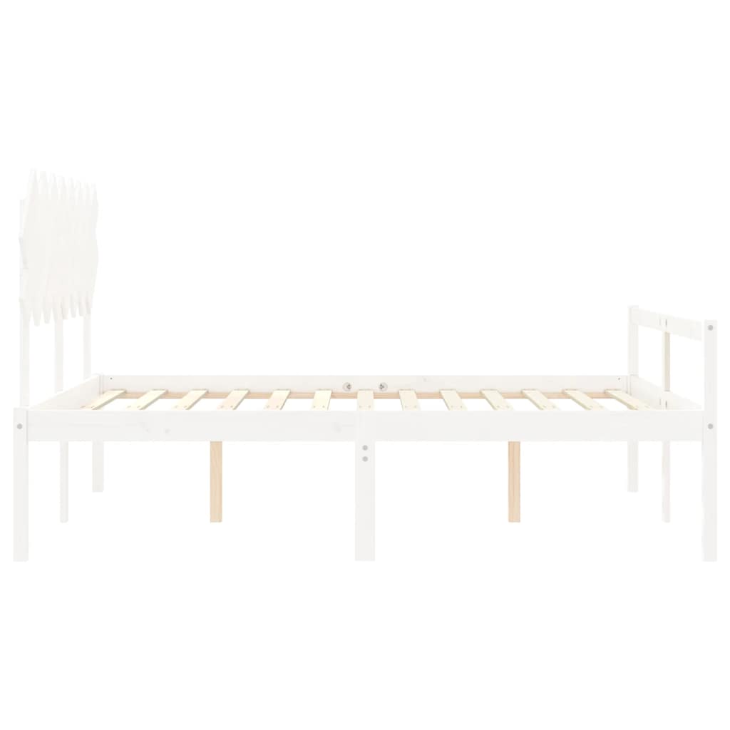 Senior Bed without Mattress White 160x200 cm Solid Wood