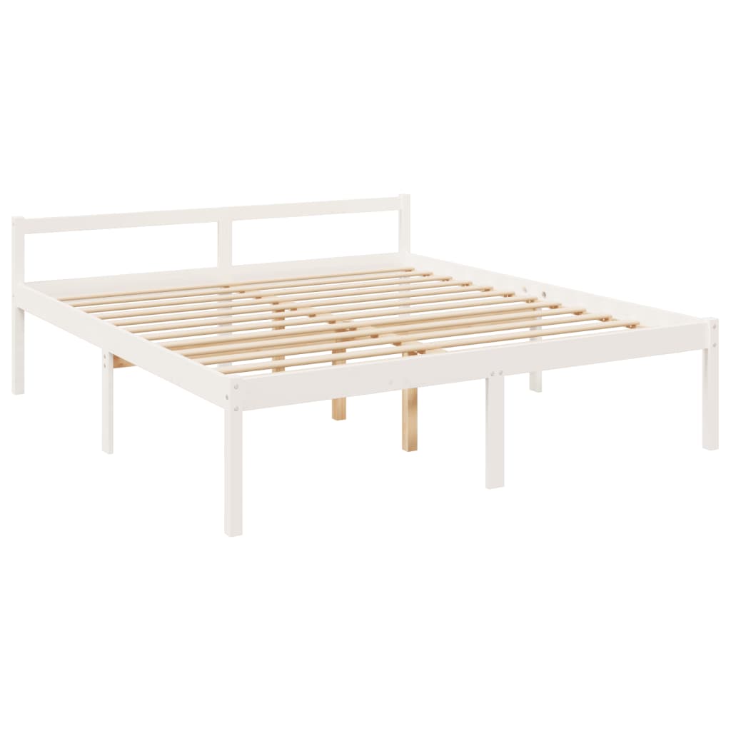 Senior Bed without Mattress White 200x200 cm Solid Wood