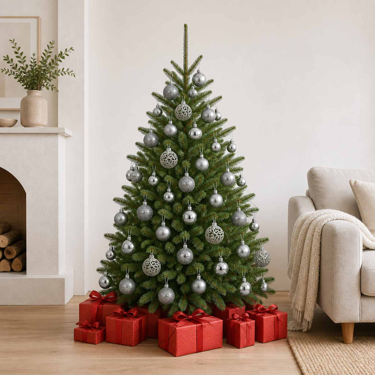 Christmas Baubles 100 pcs Grey 3 / 4 / 6 cm