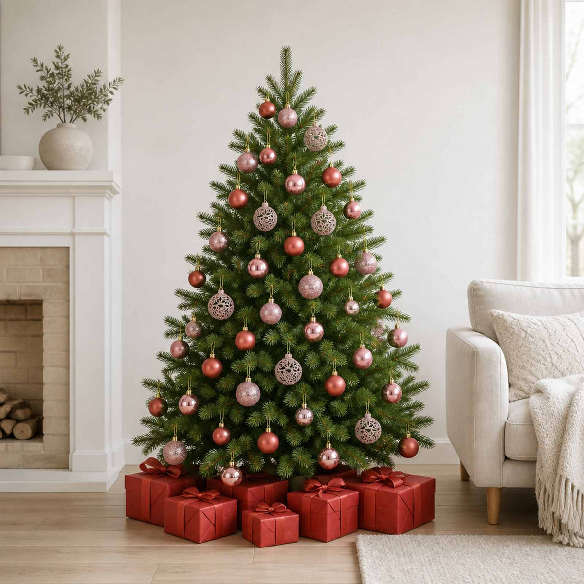 Christmas Baubles 100 pcs Pink and Rose 3 / 4 / 6 cm