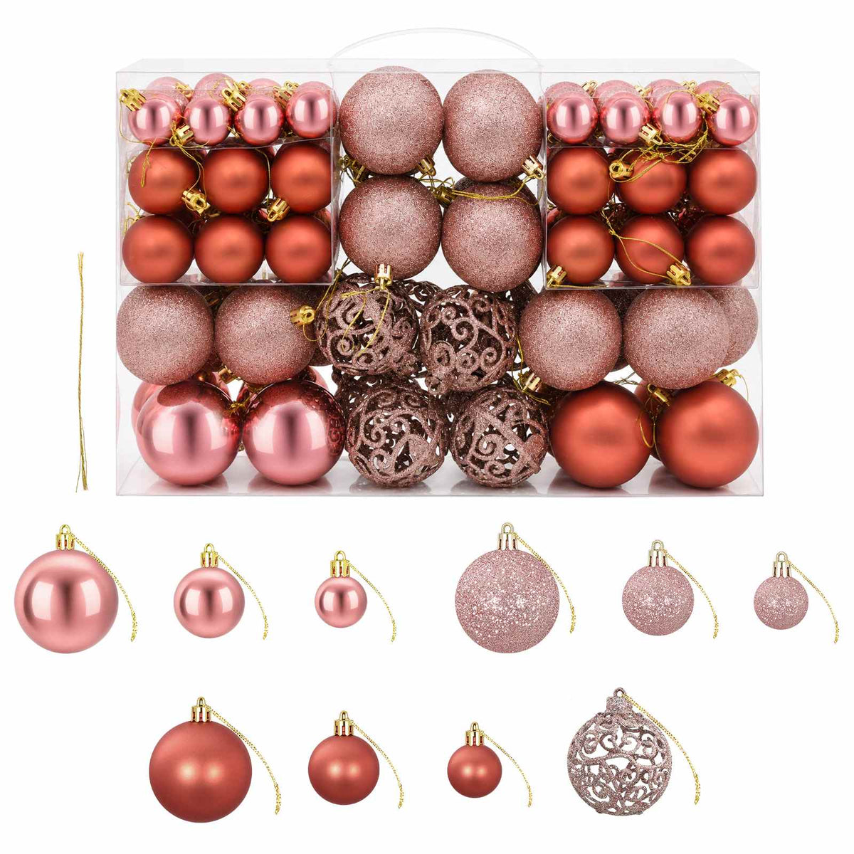 Christmas Baubles 100 pcs Pink and Rose 3 / 4 / 6 cm