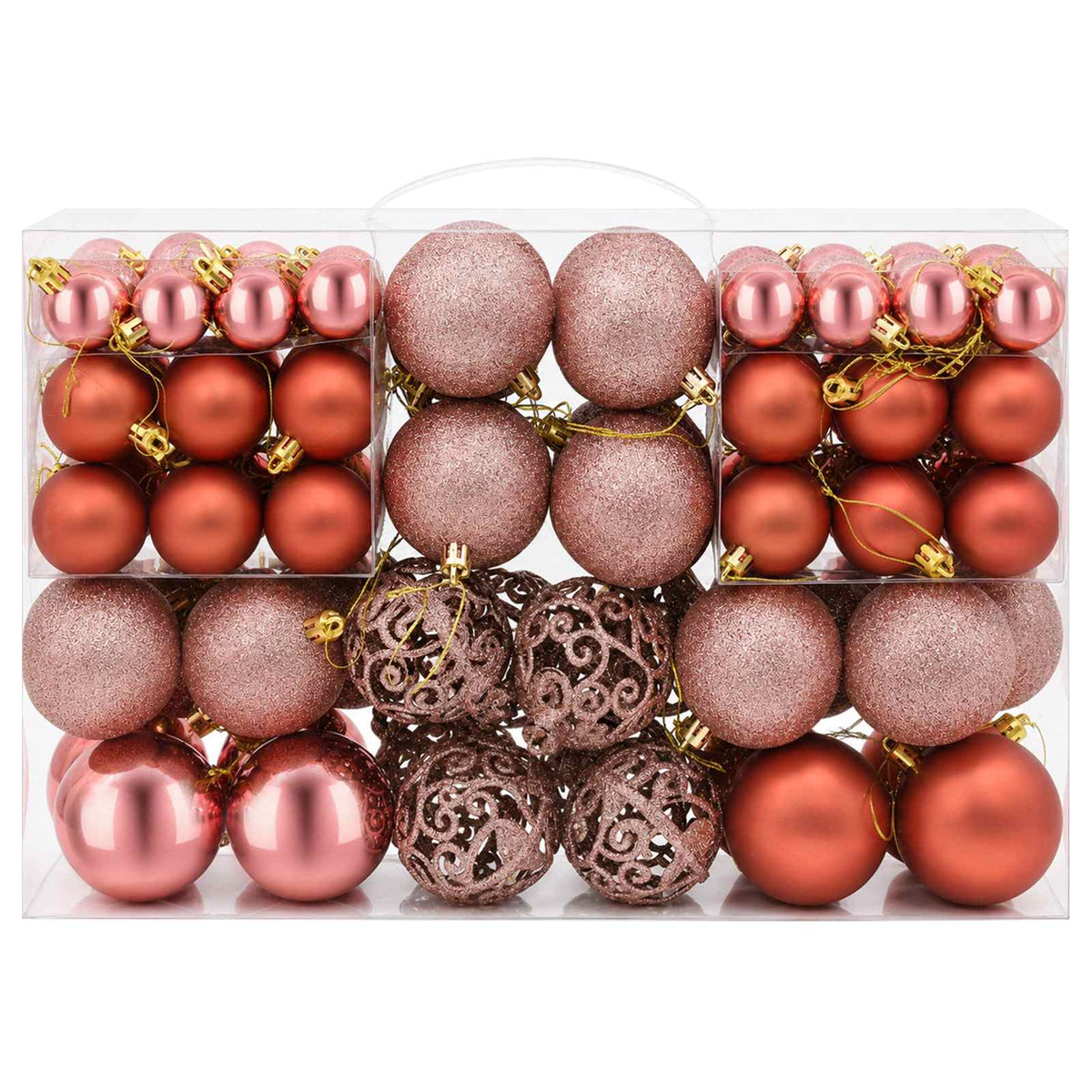 Christmas Baubles 100 pcs Pink and Rose 3 / 4 / 6 cm