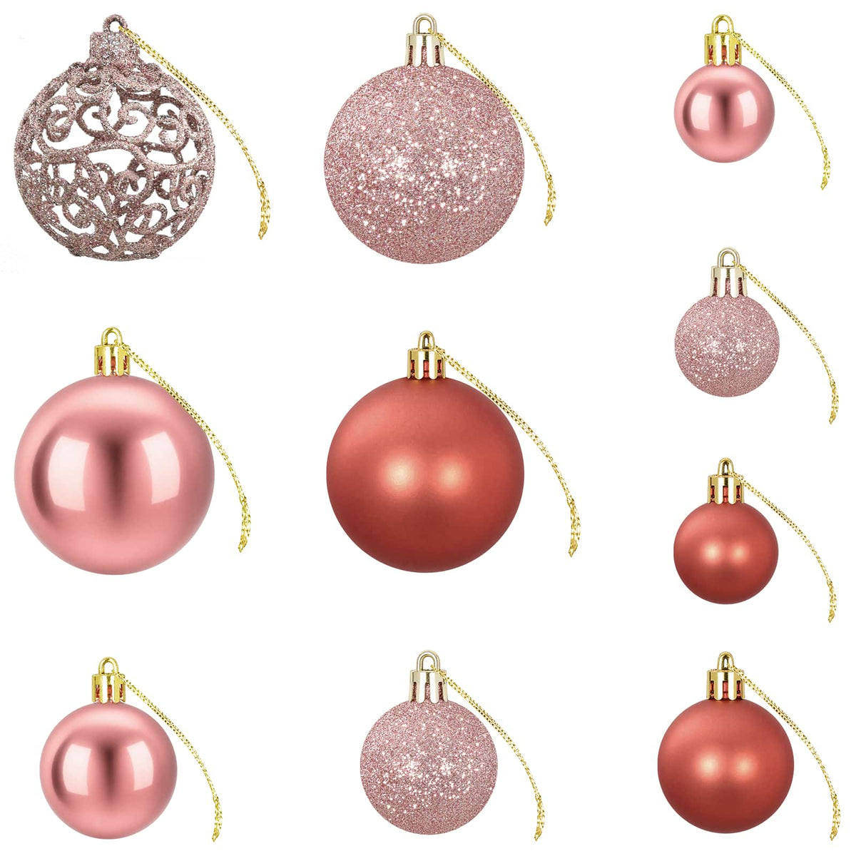 Christmas Baubles 100 pcs Pink and Rose 3 / 4 / 6 cm