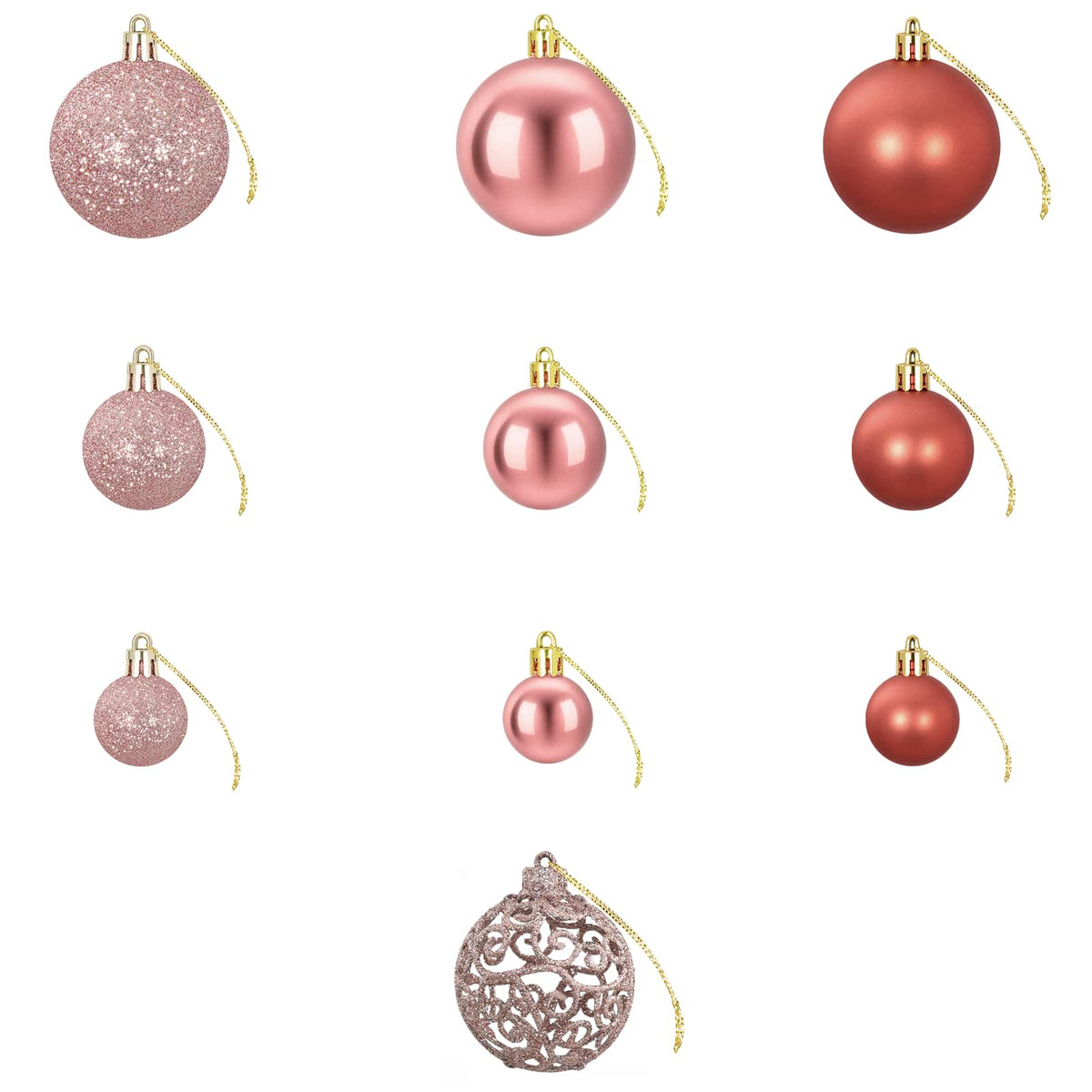Christmas Baubles 100 pcs Pink and Rose 3 / 4 / 6 cm