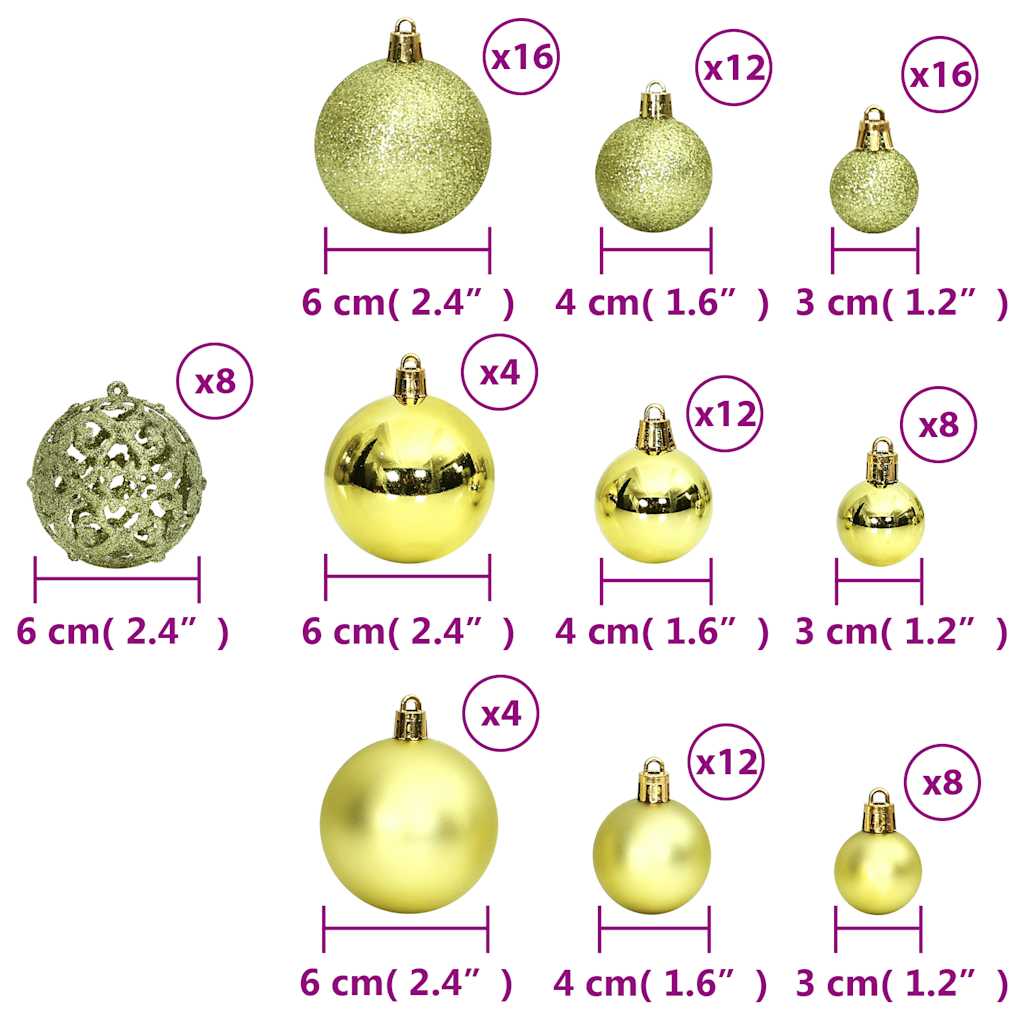 Christmas Baubles 100 pcs Light Green 3 / 4 / 6 cm