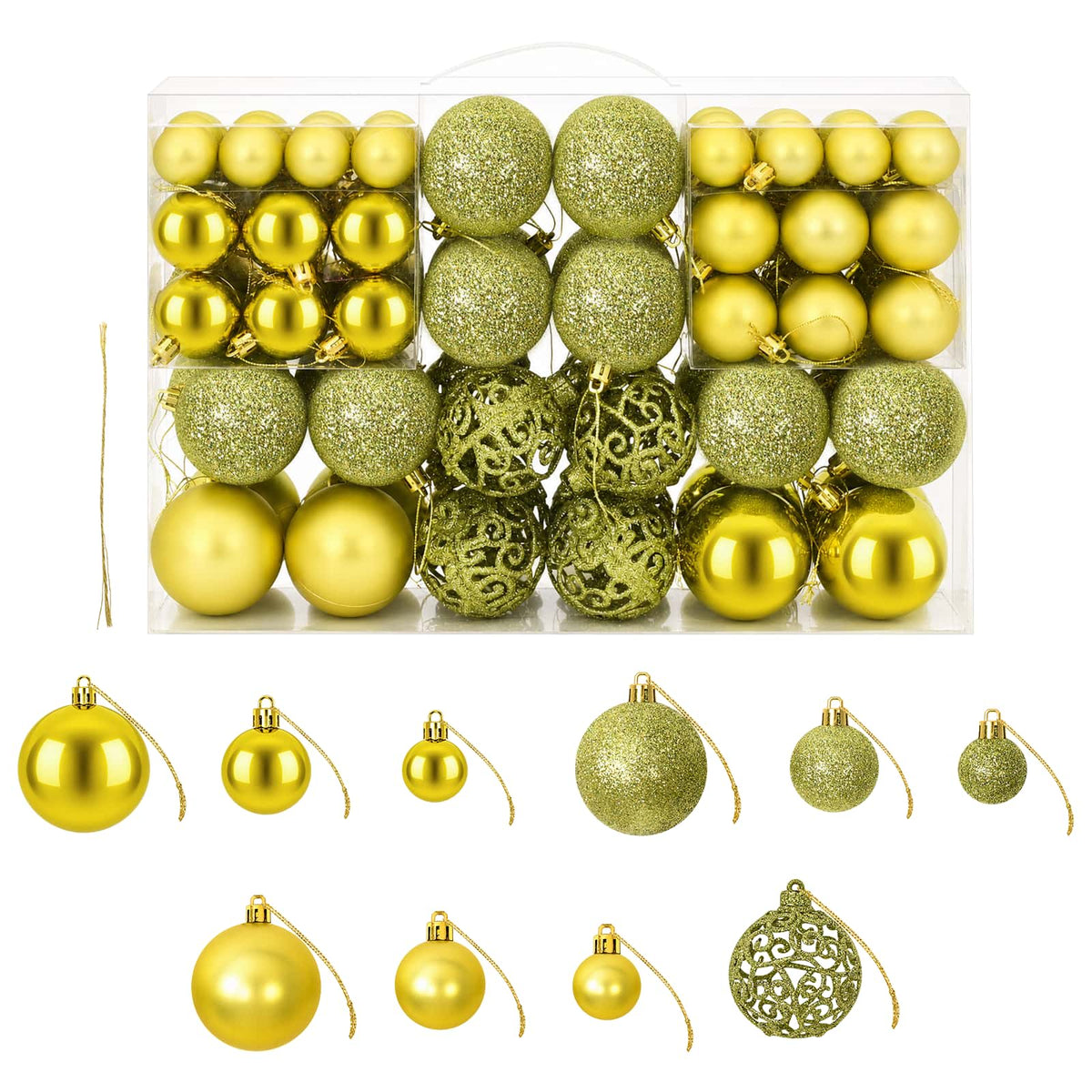 Christmas Baubles 100 pcs Light Green 3 / 4 / 6 cm