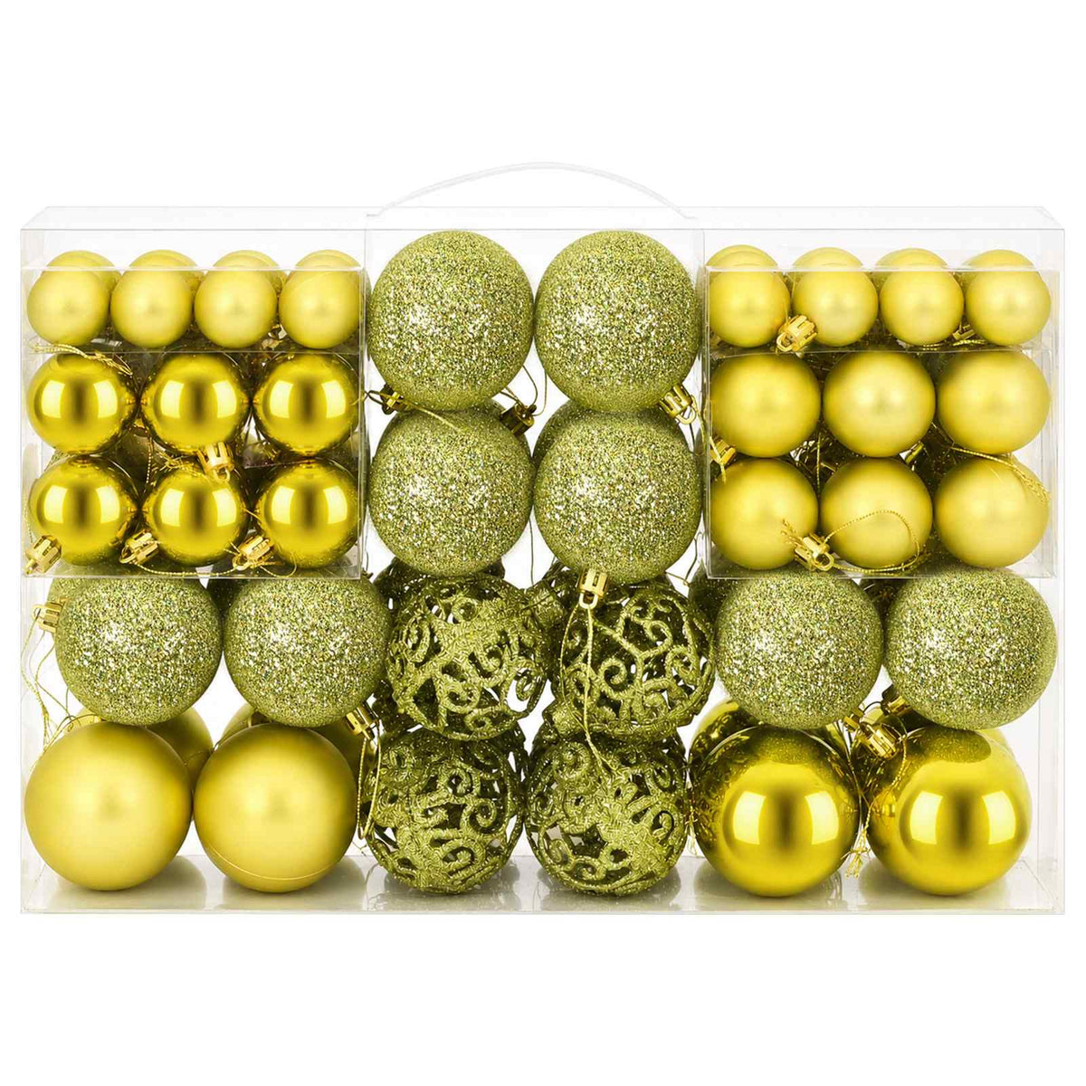 Christmas Baubles 100 pcs Light Green 3 / 4 / 6 cm
