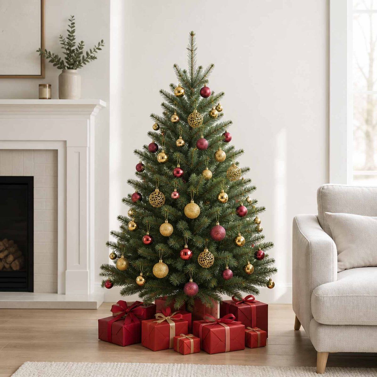 Christmas Baubles 100 pcs Gold and Wine Red 3 / 4 / 6 cm