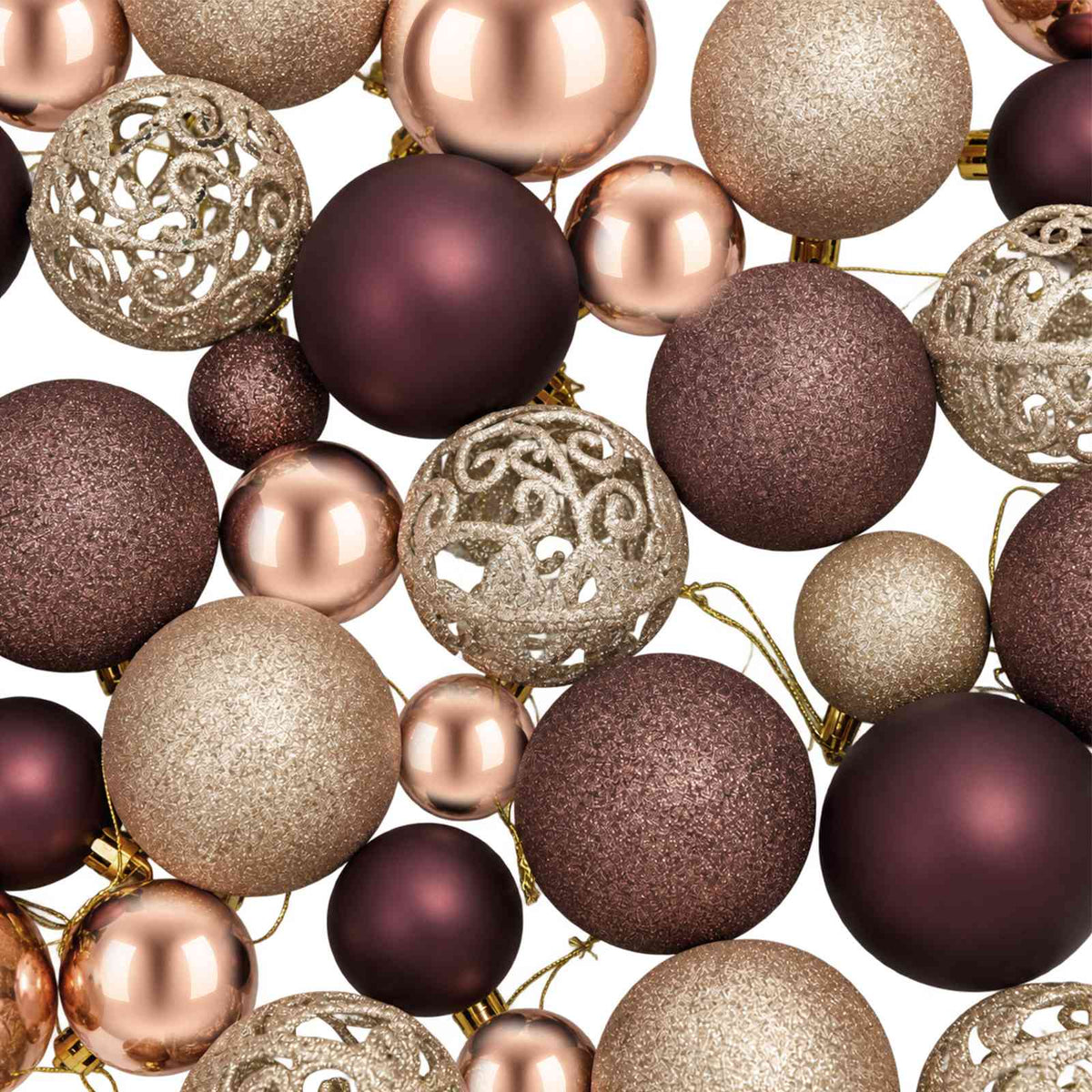 Christmas Baubles 100 pcs Champagne and Brown 3 / 4 / 6 cm