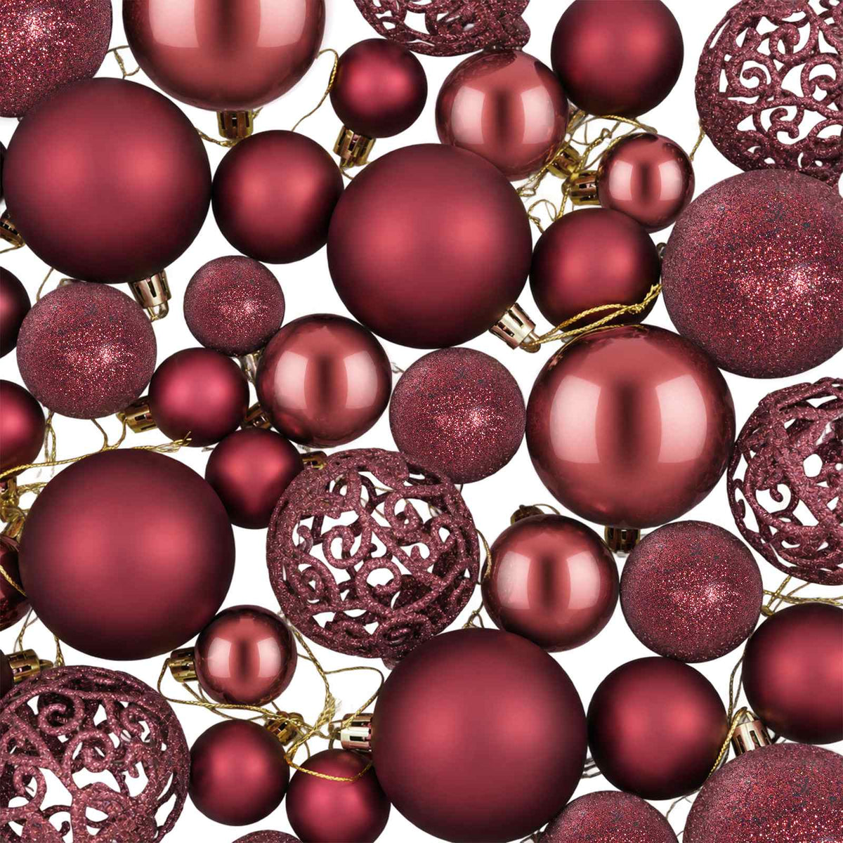 Christmas Baubles 100 pcs Wine Red 3 / 4 / 6 cm