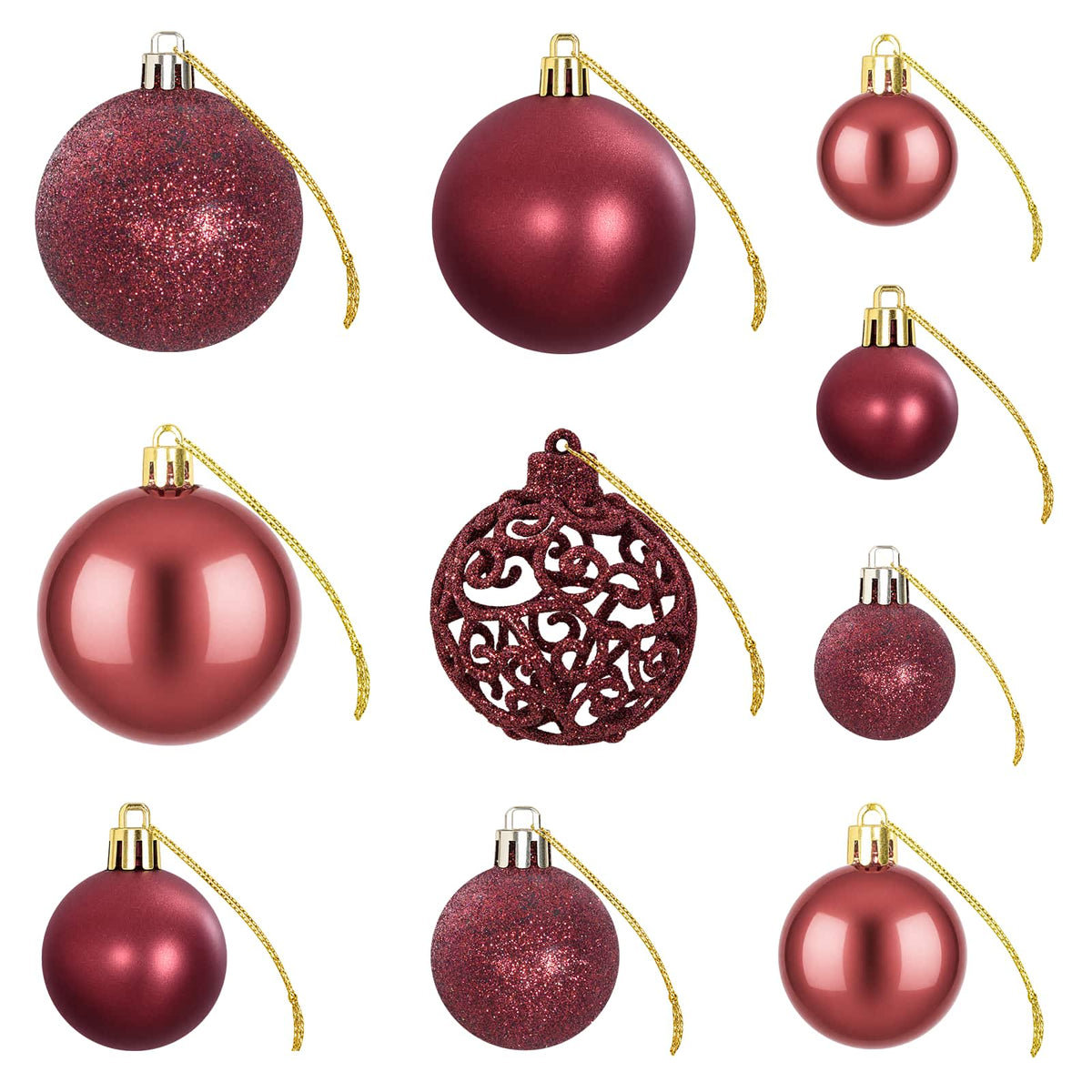 Christmas Baubles 100 pcs Wine Red 3 / 4 / 6 cm