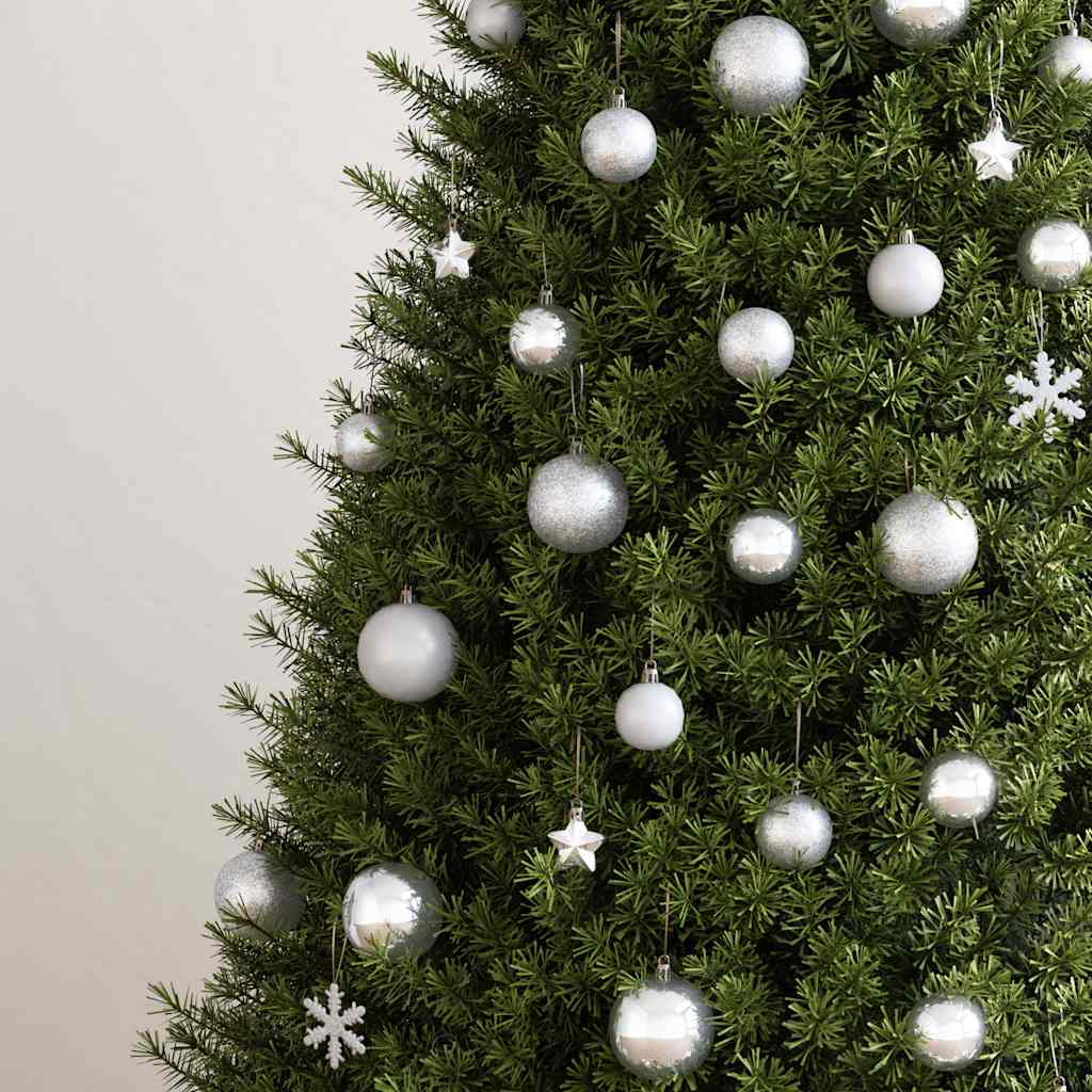 111 Piece Christmas Bauble Set Silver Polystyrene
