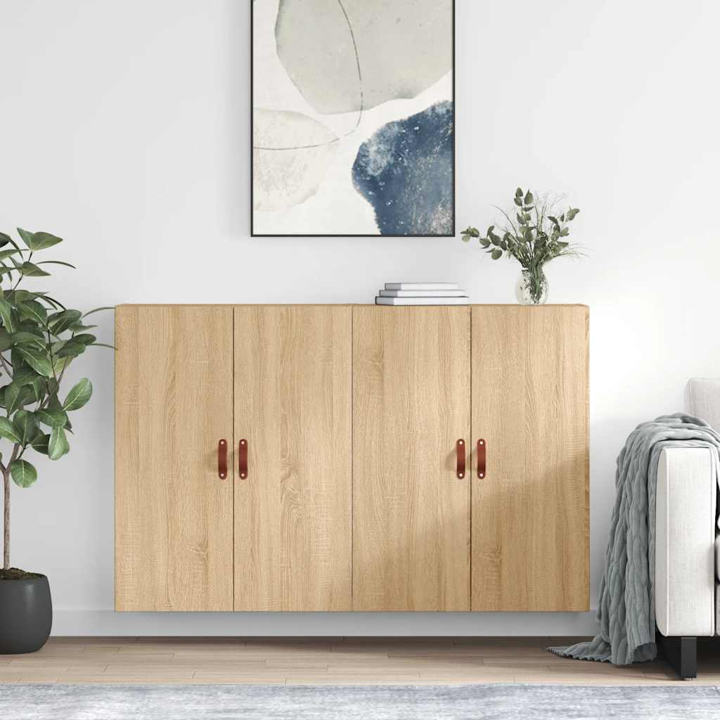 Wall Mounted Cabinets 2 pcs Sonoma Oak 69.5x34x90 cm