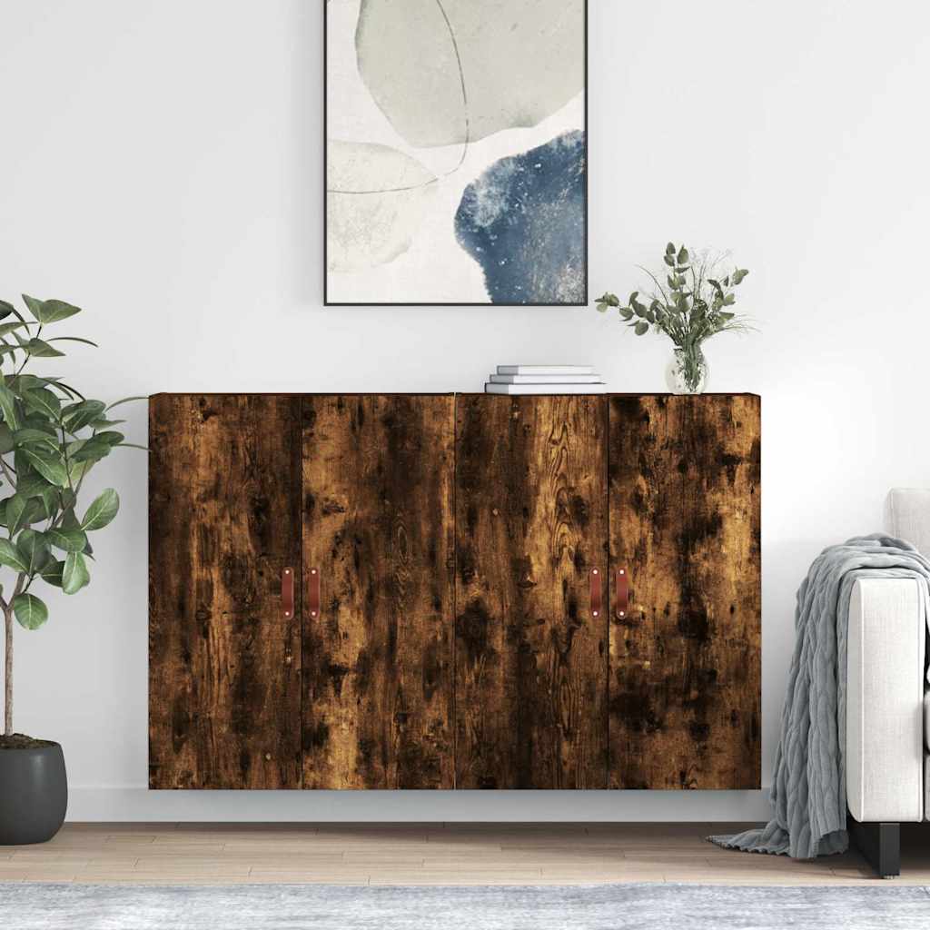 Wall Mounted Cabinets 2 pcs Smoked Oak 69.5x34x90 cm