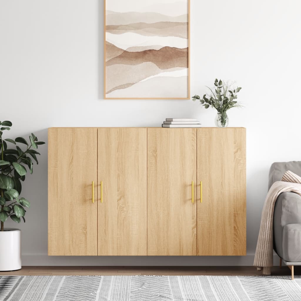 Wall Mounted Cabinets 2 pcs Sonoma Oak 69.5x34x90 cm