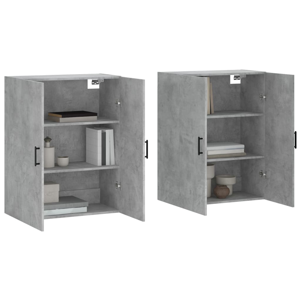 vidaXL Wall Mounted Cabinets 2 pcs Concrete Grey 69.5x34x90 cm