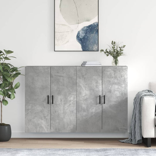 vidaXL Wall Mounted Cabinets 2 pcs Concrete Grey 69.5x34x90 cm