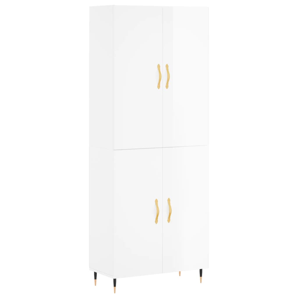 vidaXL Highboard High Gloss White 69.5x34x180 cm Engineered Wood