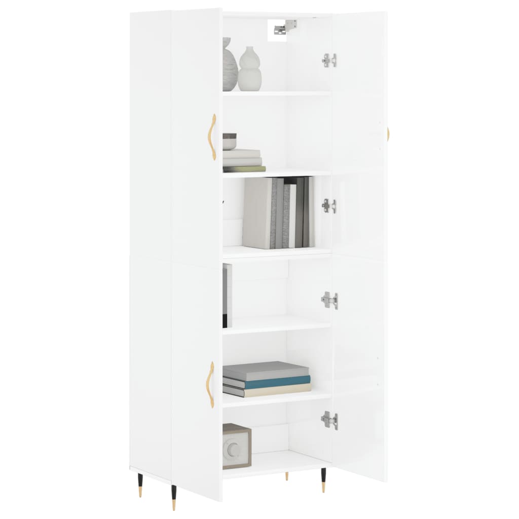 vidaXL Highboard High Gloss White 69.5x34x180 cm Engineered Wood