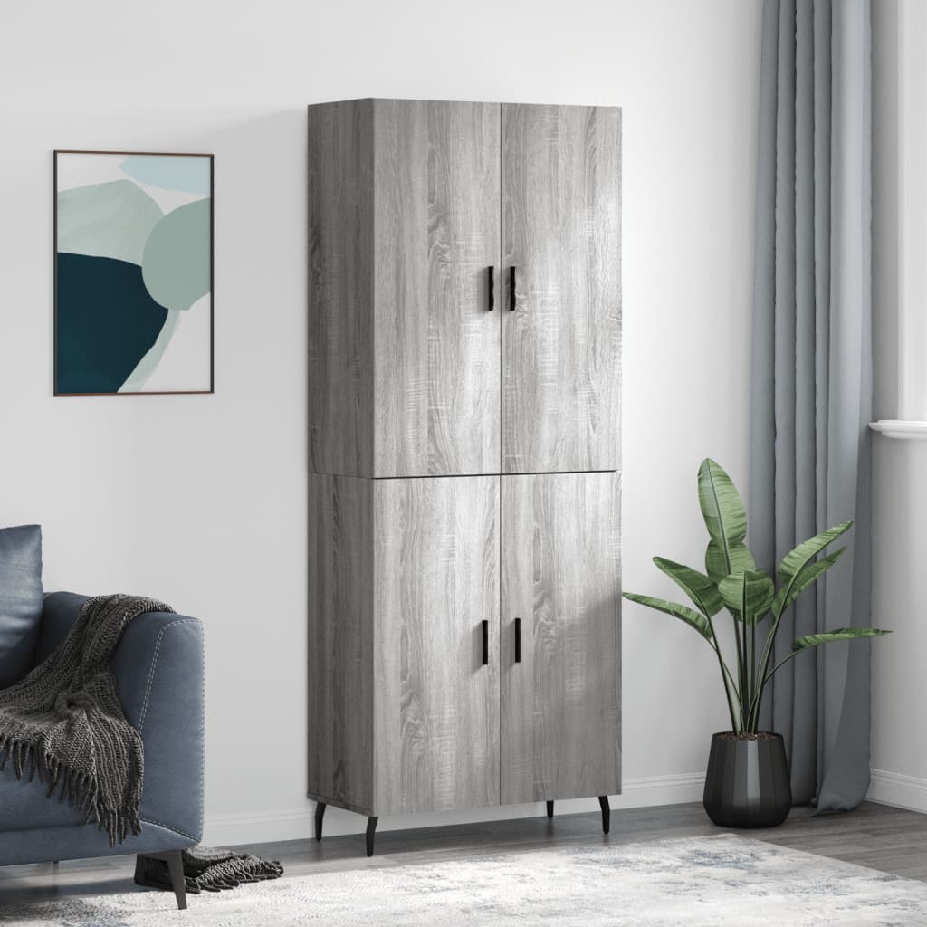 Highboard Grey Sonoma 69.5x34x180 cm Engineered Wood