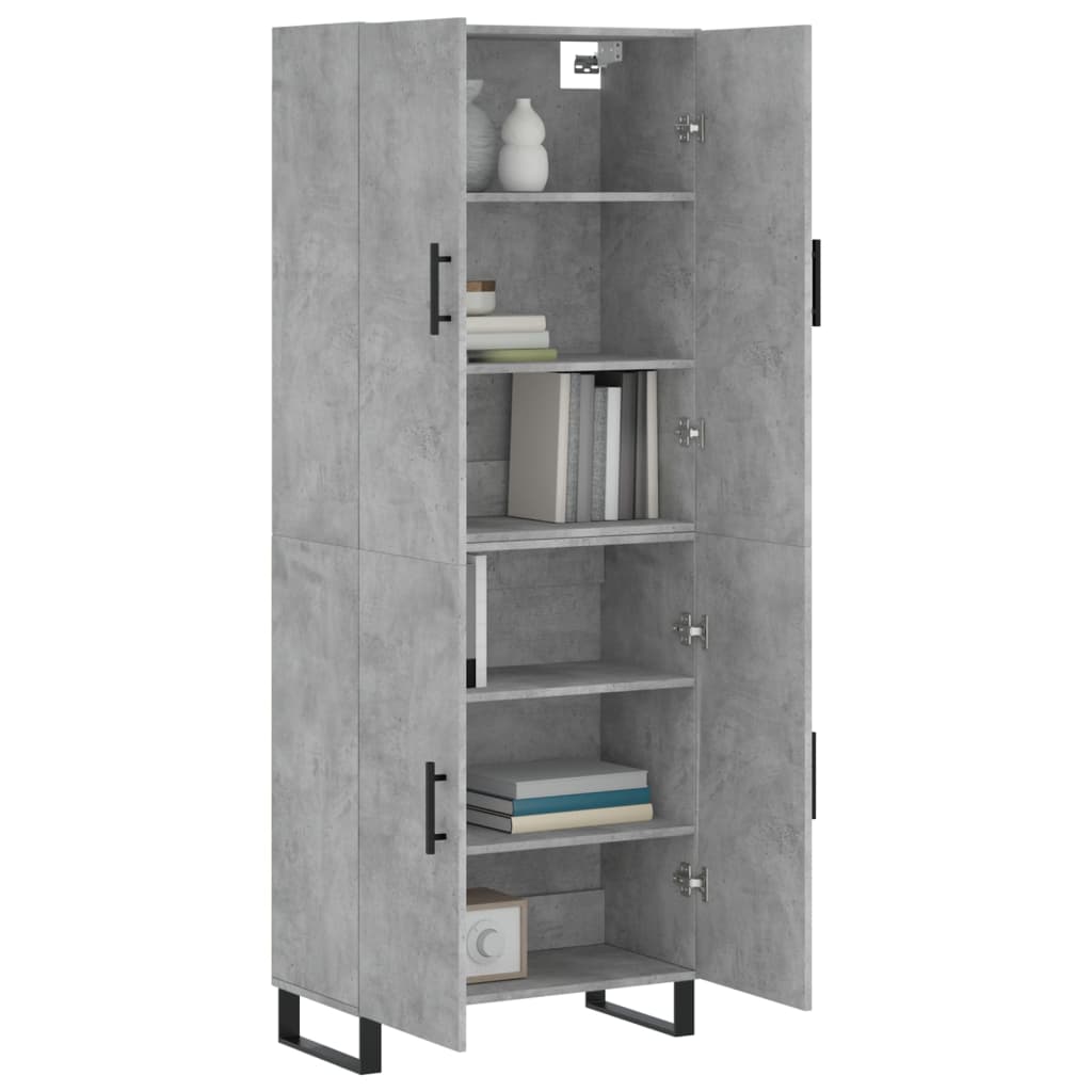 Highboard Concrete Grey 69.5x34x180 cm Engineered Wood