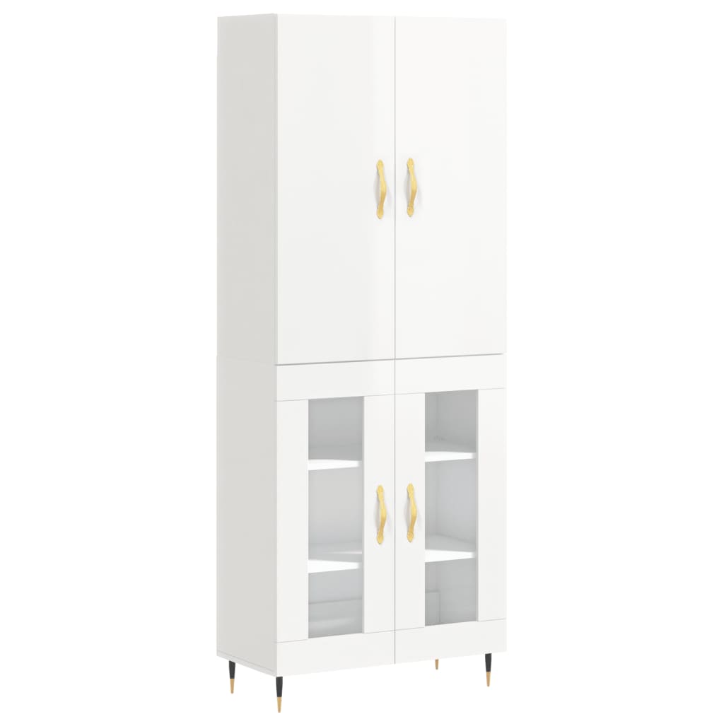 vidaXL Highboard High Gloss White 69.5x34x180 cm Engineered Wood