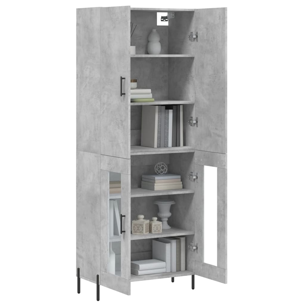 vidaXL Highboard Concrete Grey 69.5x34x180 cm Engineered Wood