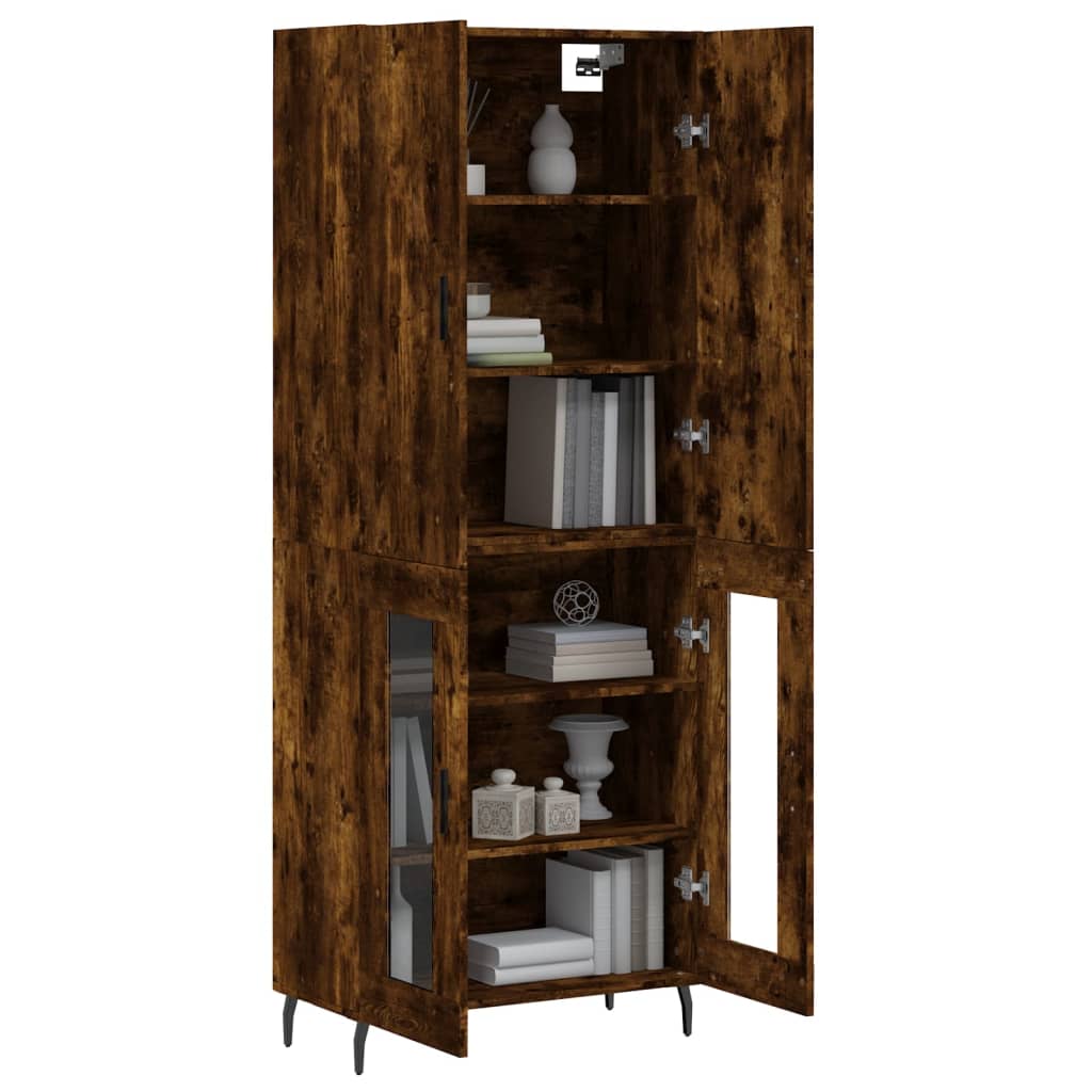 vidaXL Highboard Smoked Oak 69.5x34x180 cm Engineered Wood