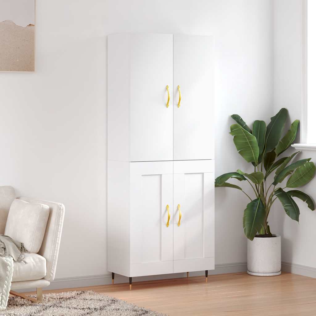 Highboard White 69,5x34x180 cm Engineered Wood