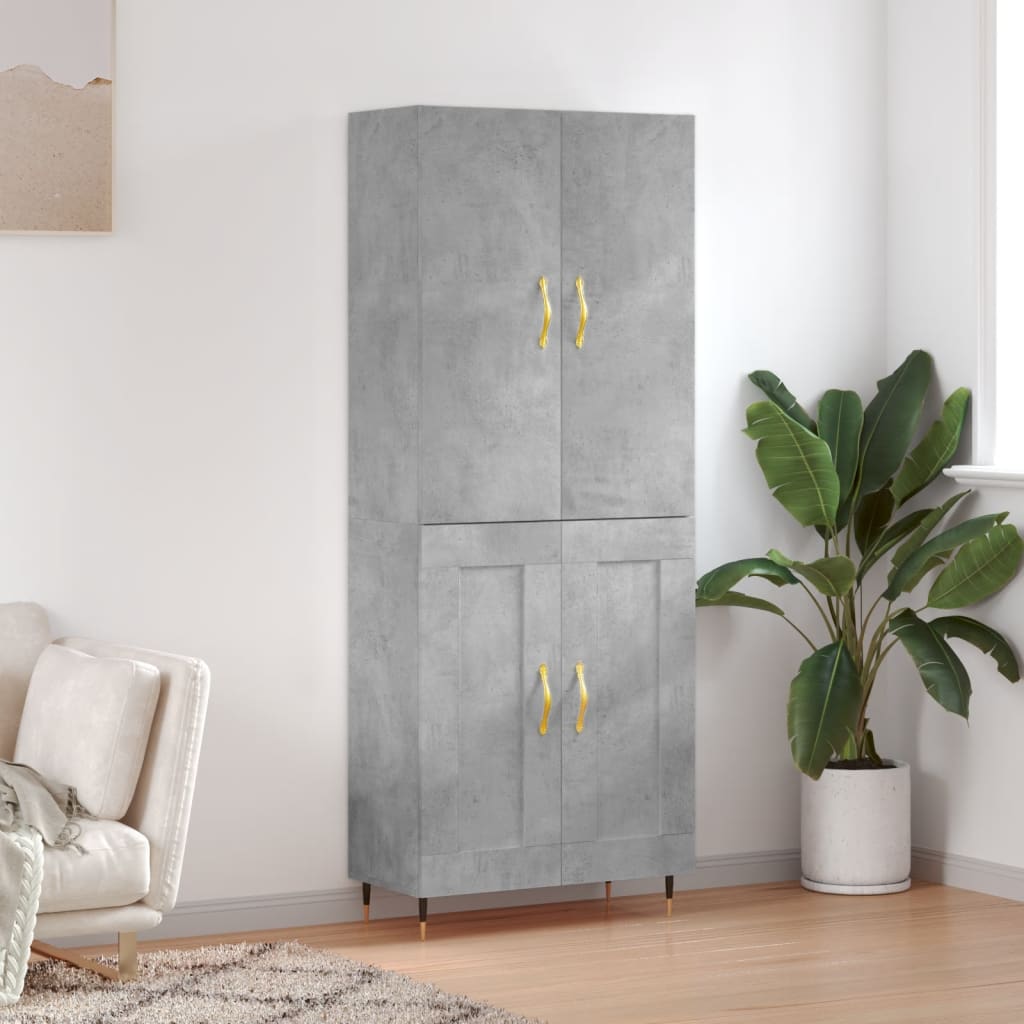 Highboard Concrete Grey 69,5x34x180 cm Engineered Wood