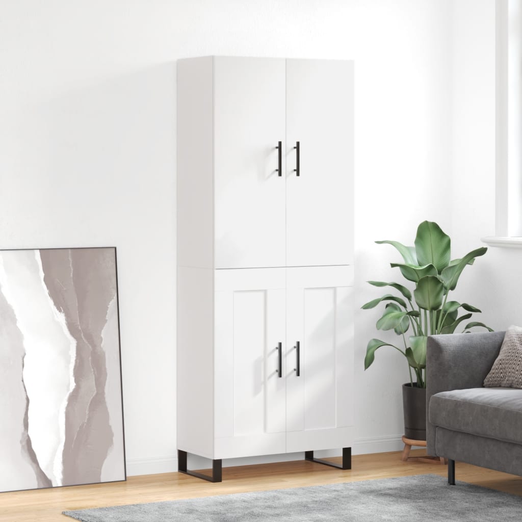 Highboard White 69.5x34x180 cm Engineered Wood