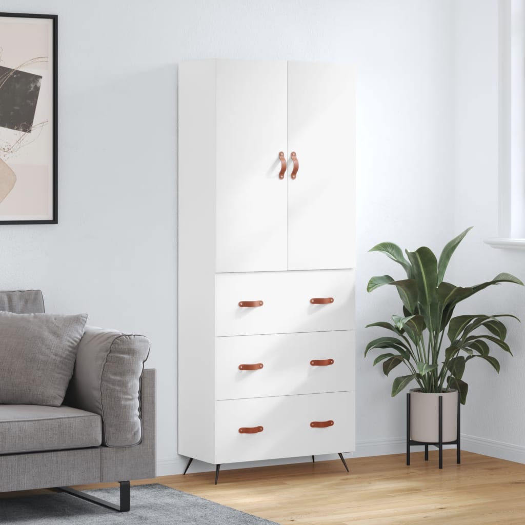 Highboard White 69,5x34x180 cm Engineered Wood