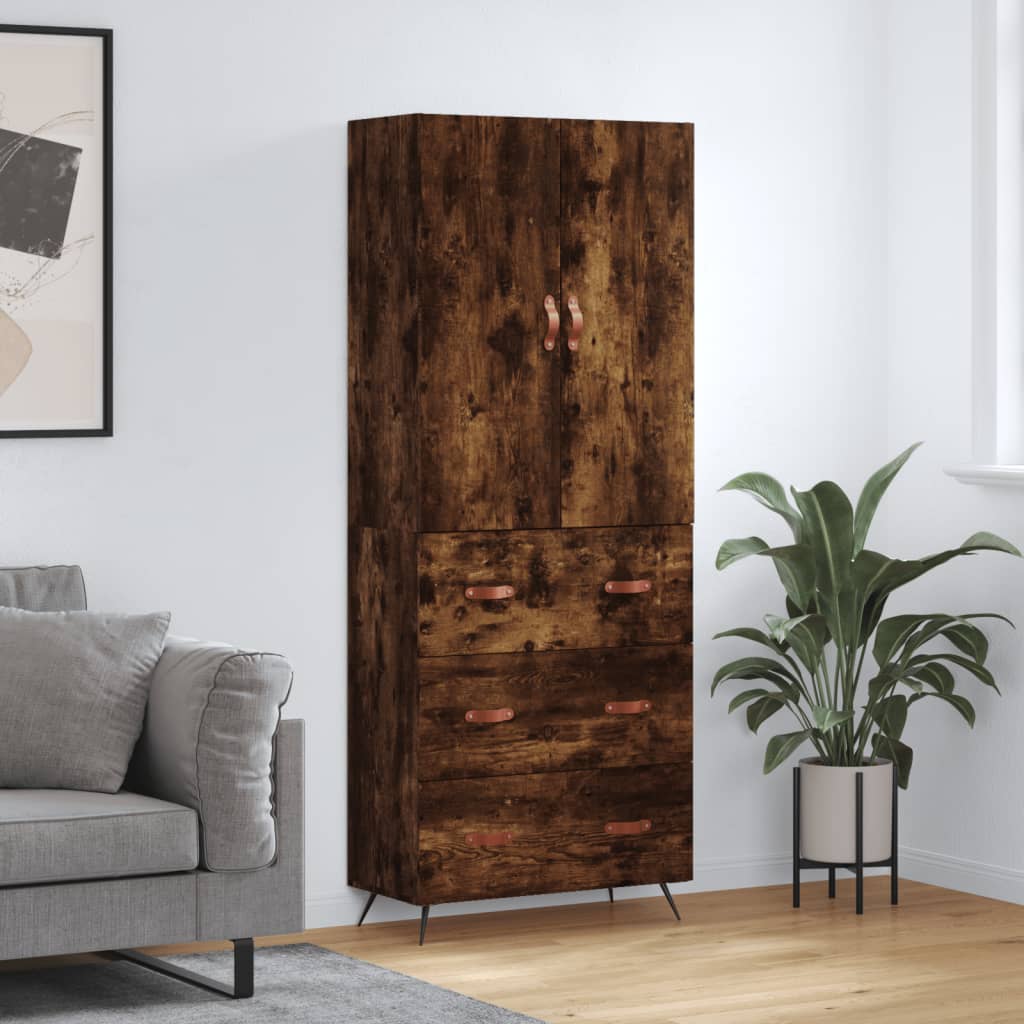 Highboard Smoked Oak 69,5x34x180 cm Engineered Wood