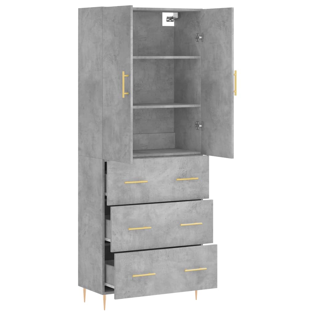 Highboard Concrete Grey 69,5x34x180 cm Engineered Wood